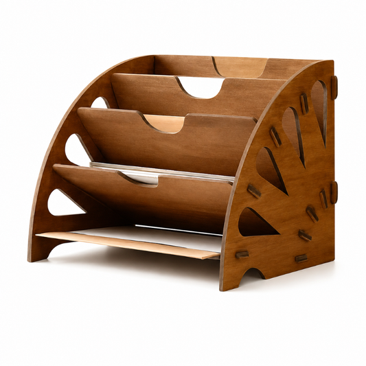 Wooden Desk Organizer for Documents and Office Supplies
