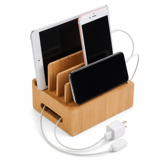 Bamboo Charging Station & Cord Organizer