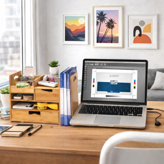 SmartHub Bamboo Desk Organizer with Drawer