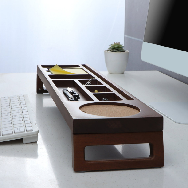SmartHub Walnut Desk Organizer