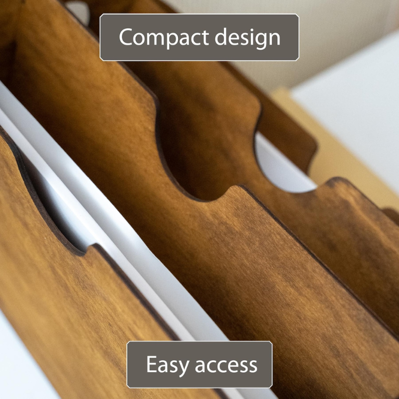 Wooden Desk Organizer for Documents and Office Supplies