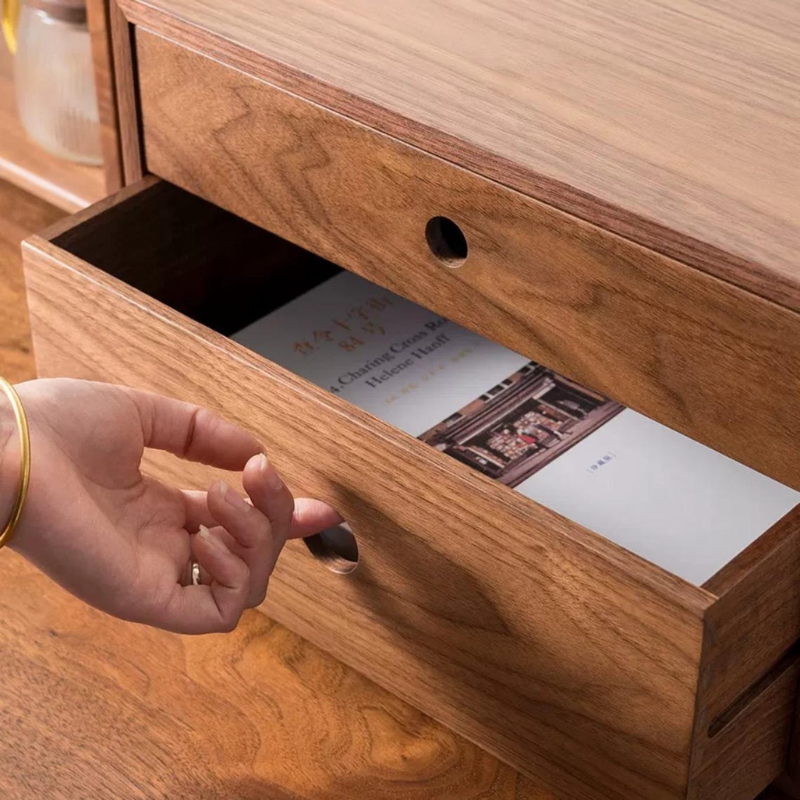Wooden 2-Layer Desktop Storage Box with Drawer for Office Documents